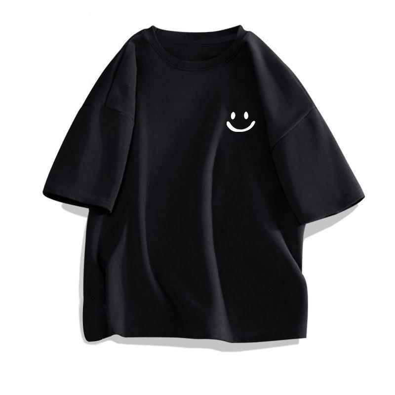 Men's Trendy Summer Loose-Fit Five-Sleeve T-Shirt - Simple Print, Heavyweight Xinjiang Cotton, Unisex Style