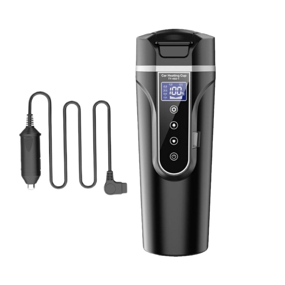 

450 мл автомобильный чайник электрический нагревательный стакан 12 В/24 В 304 нержавеющая сталь подогреватель воды бутылка ЖК-дисплей сохранение тепла кружка для кофе