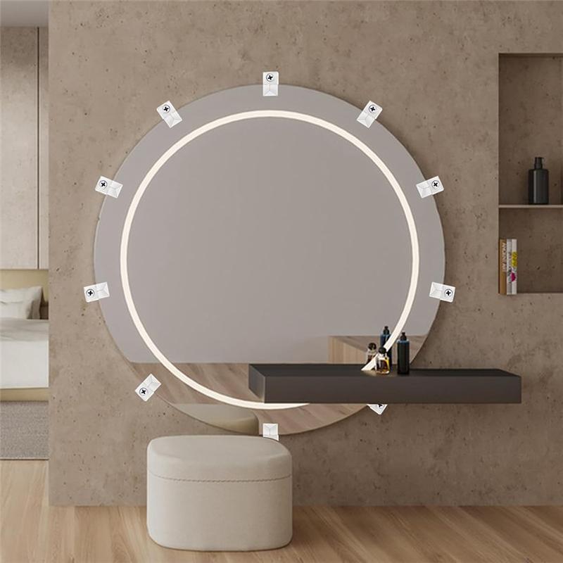 Fresh 32Pack Mirror Holder Clips,Clear Plastic Mirror Clip,Frameless Mirror Mounting Hardware,Mirror Holders For Wall Mounting