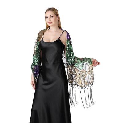 Colorful Sequined Embroidered Shawl for Festivals, Carnivals, Parties, Stage Performances, and Christmas