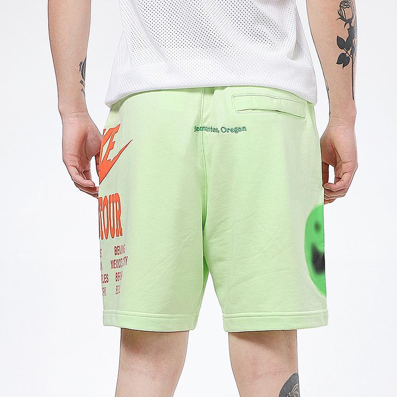Nike NSW FT Shorts With Large Logo Print Knit Sport Regular Fit Men Bottoms Green DA0646-383