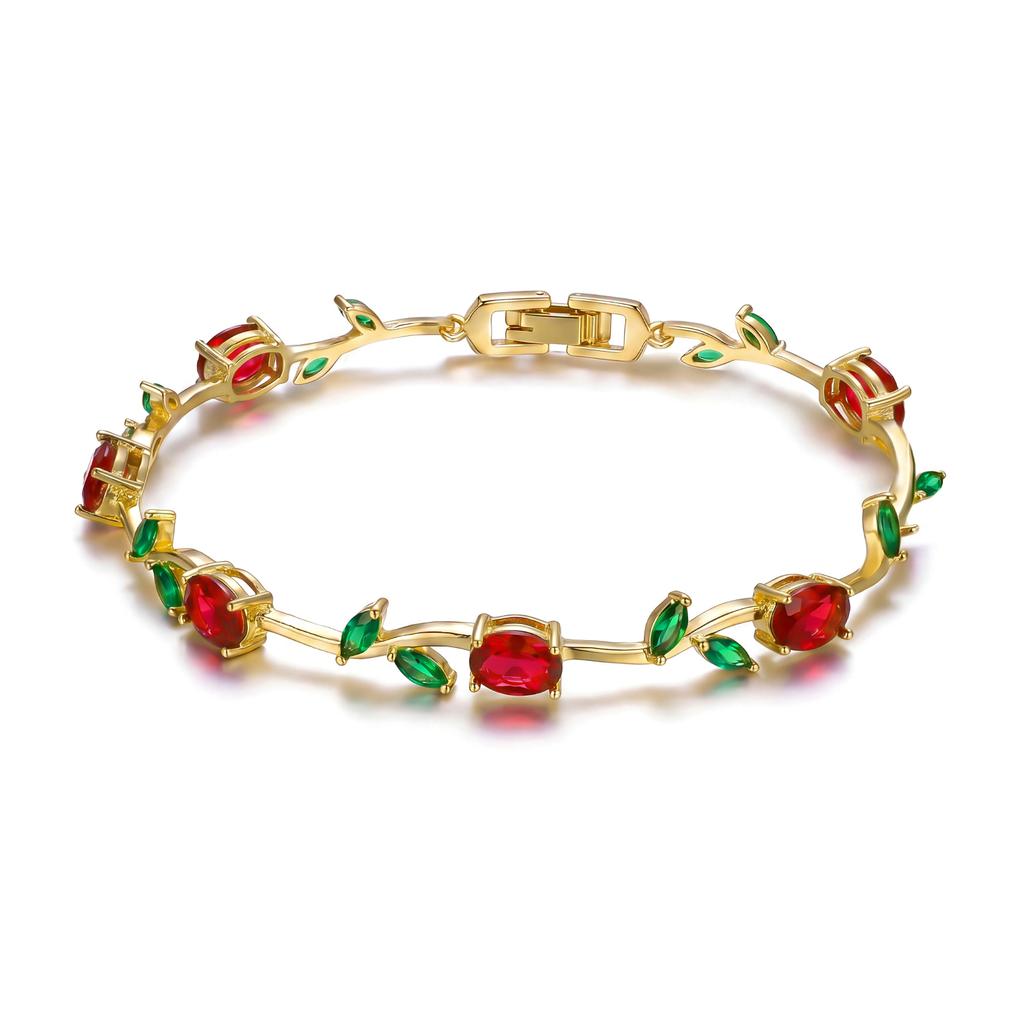 Stainless Steel Charm Cherry Bracelet for Women Bohemian Colorful Fruit Metal Chain Bracelets Party Holiday Wrist Jewelry