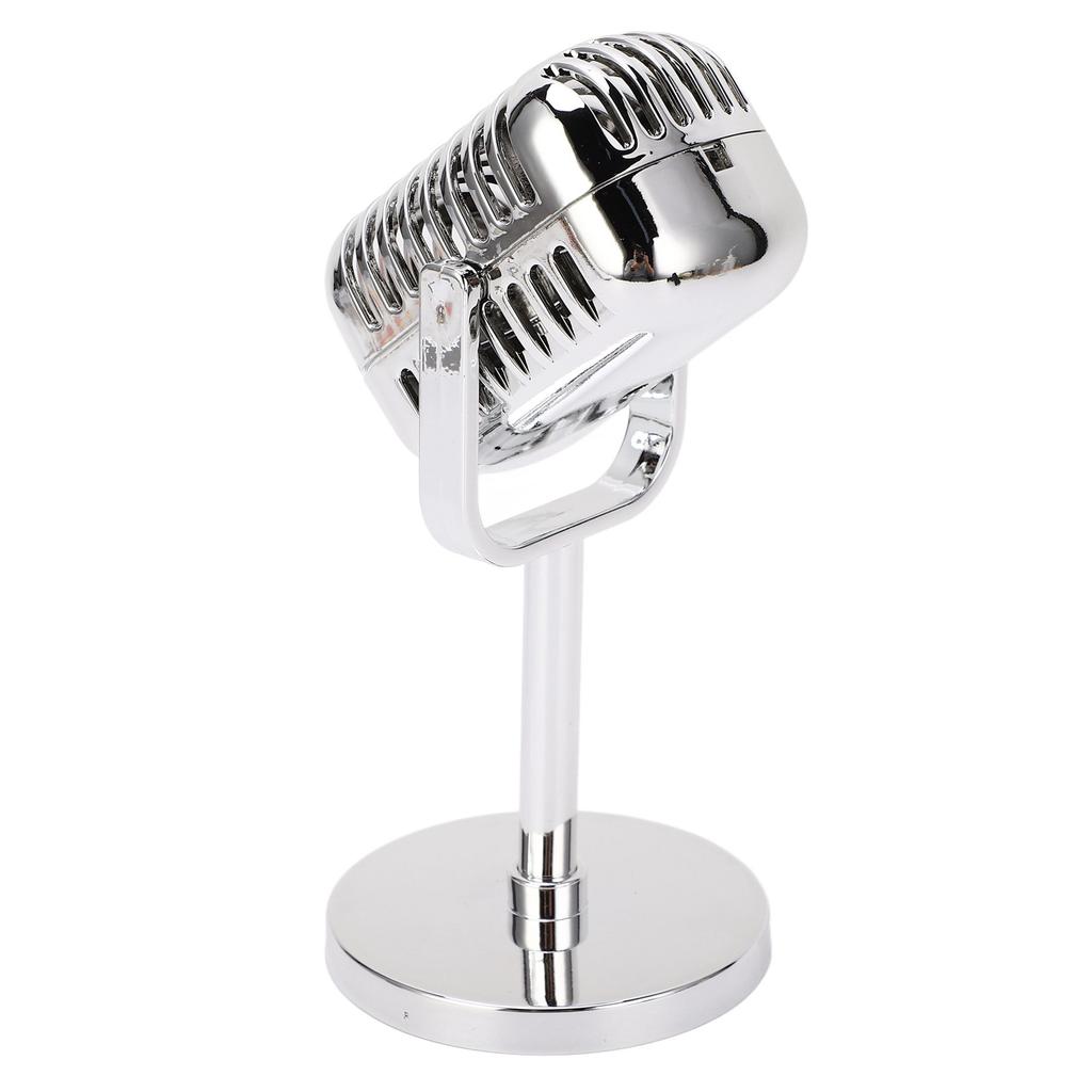 Retro Microphone Props Simulation Classic Fake Vintage Microphone Prop Model for Bar Decoration Electroplated Silver