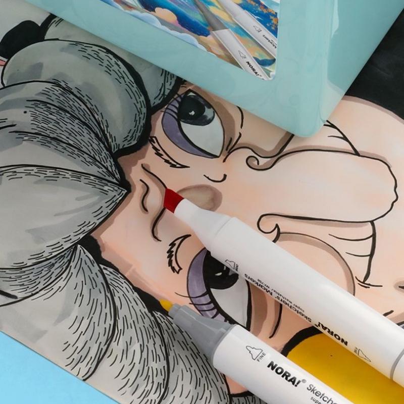 Mark Pen 24 Colors, Primary School Watercolor Pen 48 Colors, Art Supplies Brushes, Children's Safe and Non-toxic Double-ended Watercolor Pen
