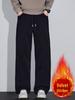 Men's Trendy Loose-Fit Velvet-Lined Sweatpants - Autumn/Winter Straight-Leg Dad Style