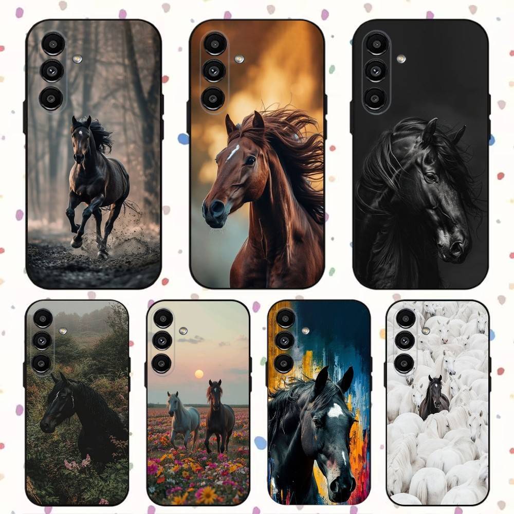 The Horse Phone Case For Samsung S24,S21,S22,S23,S30,Ultra,S20,Plus,Fe,Lite,Note,10,9,5G Black Soft Cover