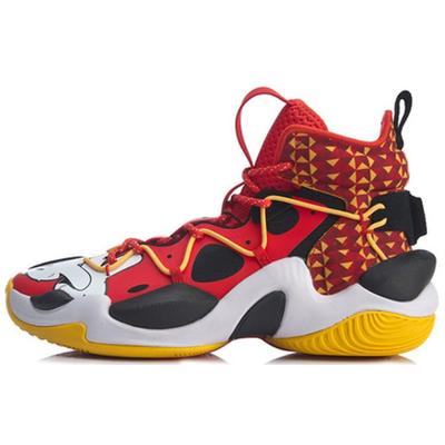 Air Strike 6 Premium Comode Sportive Ammortizzazione Antiscivolo Resistenti all'Usura Scarpe da Basket High-Top Sneaker da Uomo Rosso Giallo ABAQ011-6