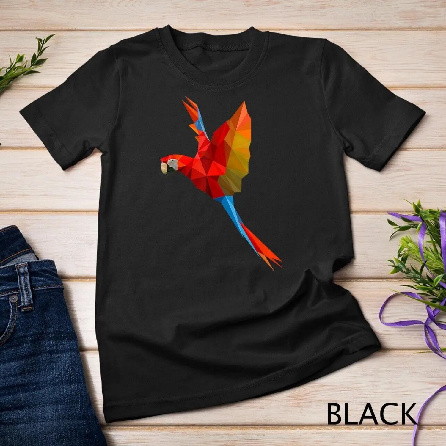 Tropical Parrot Bird Polygon owners Art T Shirt S чёрный