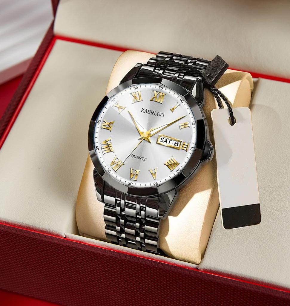 Watch Fashion Luminous Business Roman Scale Double Calendar Quartz Watch Waterproof Men'S Watch Men'S