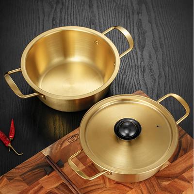 Korean Cooking Pots Saucepan With Lid Stainless Steel Thick Small Non-Stick Cookware Home Ramen Instant Noodles Pot Kitchen Tool