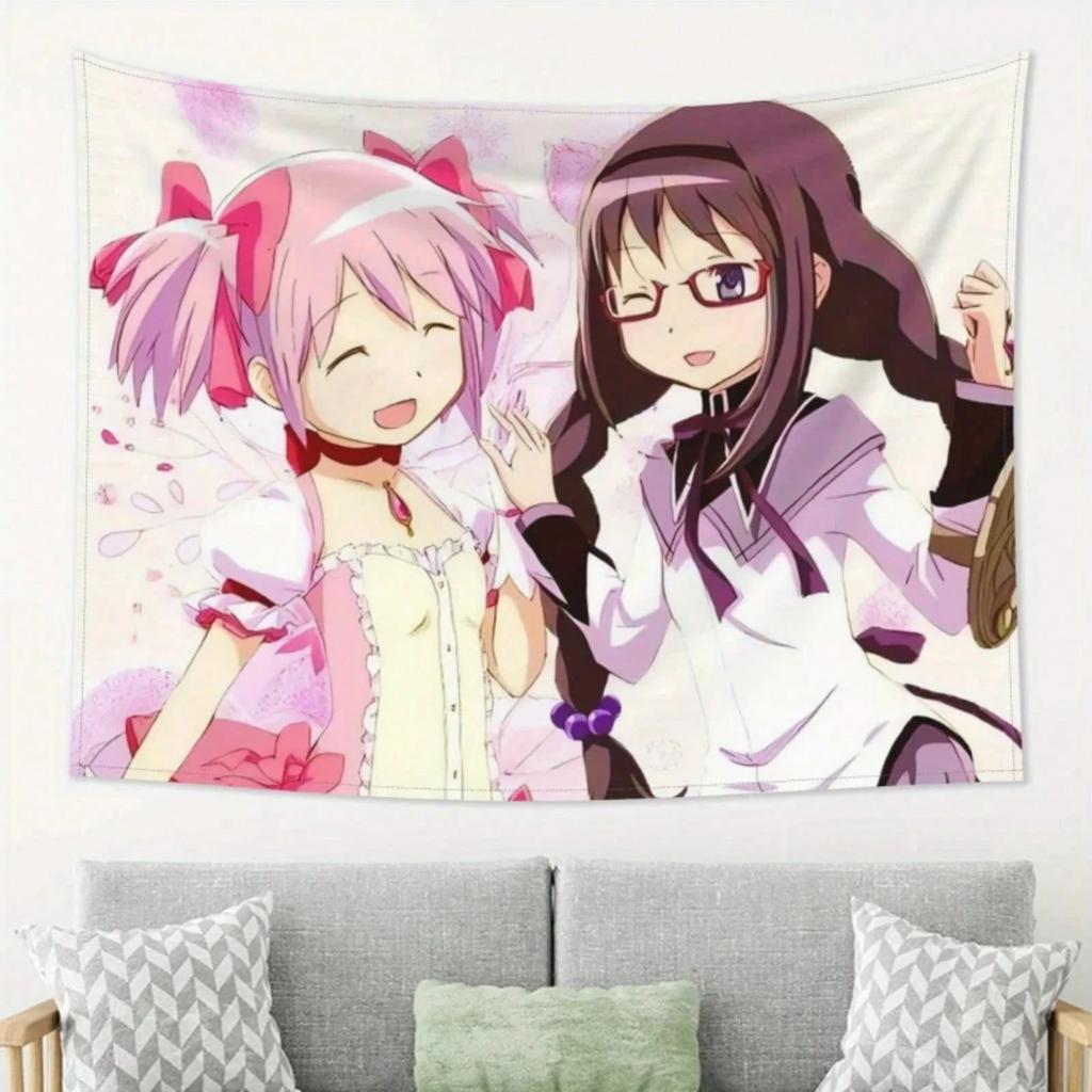 1 Pezzo Arazzo Puella Magi Madoka Magica Madoka E Homura Appeso a Parete Sfondo Stoffa Per Soggiorno Camera da Letto Carino Anime Decorazione