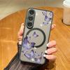 Blue Butterfly Pattern Magnetic Phone Case For Samsung Galaxy A37 A17 A56 A36 A55 A35 A26 A16 A25 A15 A54 A14 A34 Acrylic Cover