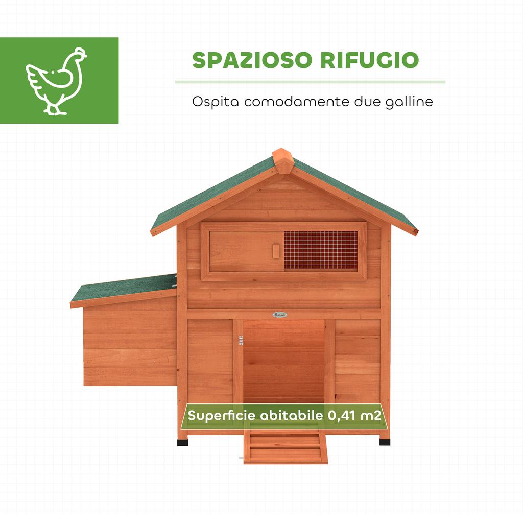 Wooden Chicken Coop with Nest, Waterproof Roof, Removable Tray, 2 Perches, Ramp, Window, for 2 Chickens, Ducks, Orange