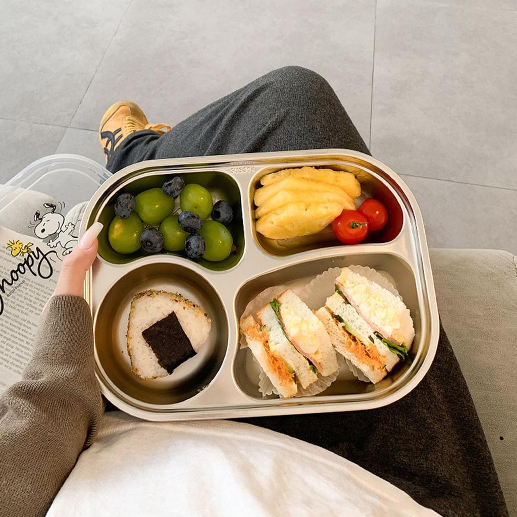 Snoopy Bento Lightweight and Easy To 304 Stainless with Removable for Office Blue Box, Use, Steel, Leak-Proof, Insulated, Stackable, Dividers,