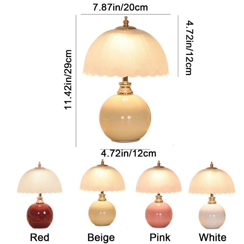 Ceramic Base Flower Bud Table Lamp Glass Cover Bedside Lamp Modern Ambient Light  Bedroom