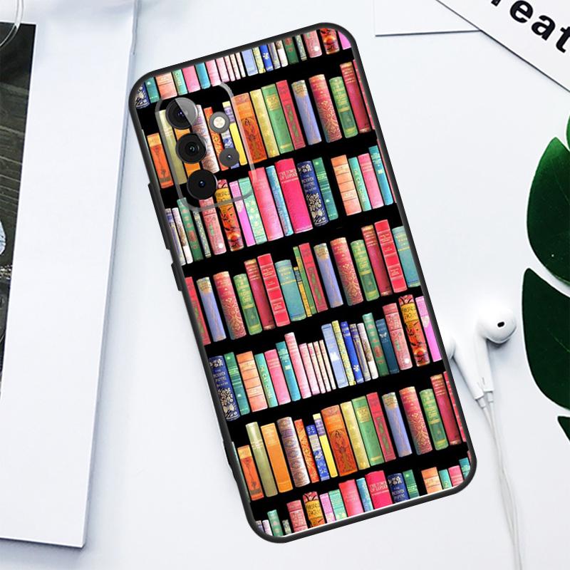Vintage BOOK Bookworm bookshelf For Samsung Galaxy A06 A05 A16 A54 A34 A14 A55 A35 A15 A53 A33 A13 A22 A32 A52 Phone Case