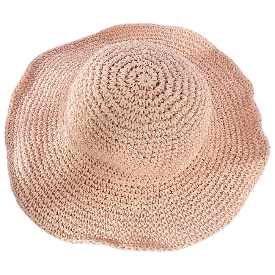 

Summer Straw Sun Hat for Woman Foldable Natural Straw Bucket Hat Outdoor Hollw Breathable Fisherman Cap Travel Beach Cap рожевий