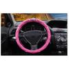 Black Car Steering Wheel Cover Pu Leather 38Cm Rhinestone Crystal Diamond Crown