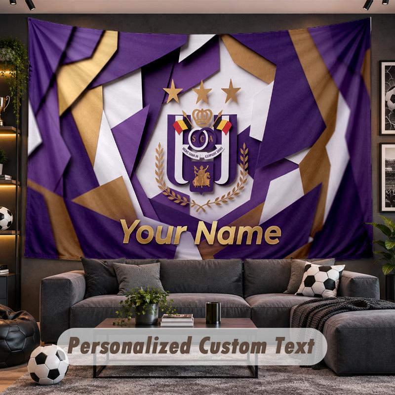 Anderlecht FC Logo Personalized Tapestry Support Custom Name, Wall Art Home Decoration