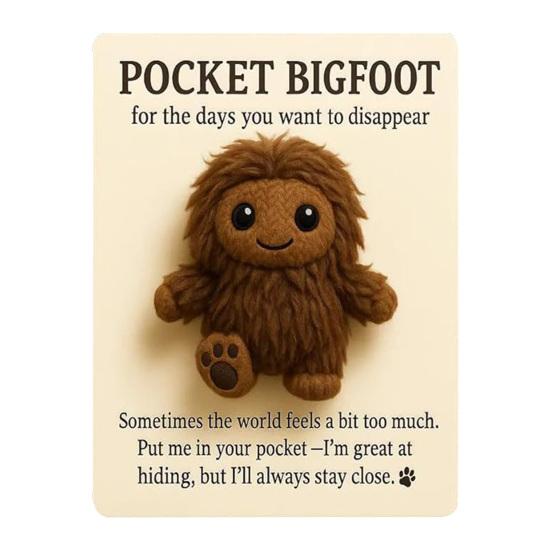Pocket Sasquatch Plush Doll Emotional Support Stuffed Mini Sasquatch Portable Positive Animal