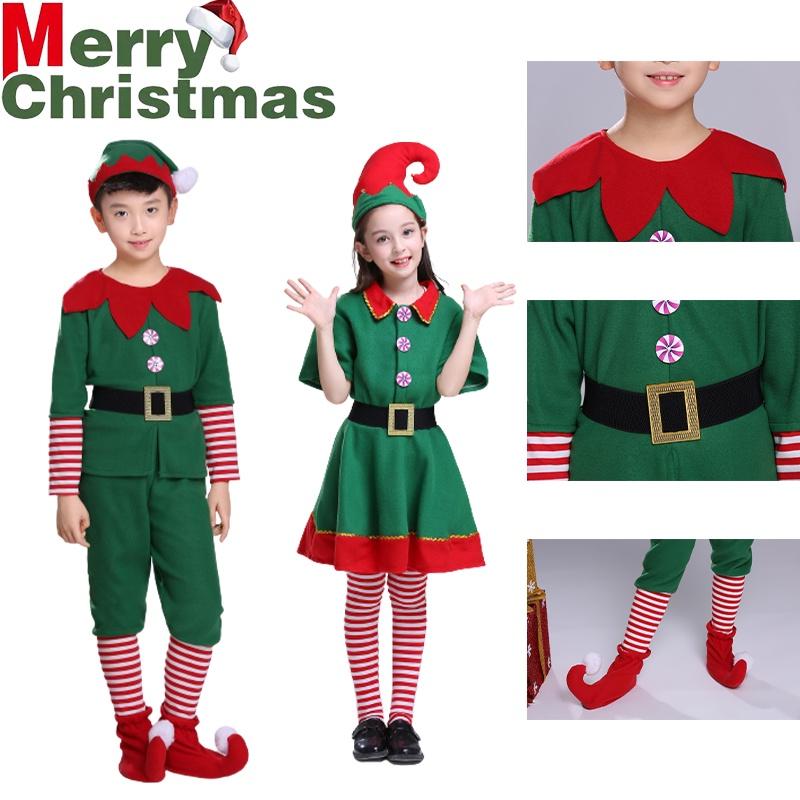 Delightful Christmas Elf Cosplay Costume Couple Outfit For Fancy Dress Xmas Party Role Play