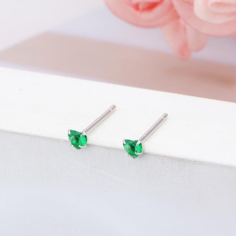 Beixi S925 Silver Heart 3mm Minimalist Multi-color Stud Earrings S925 Sterling Silver
