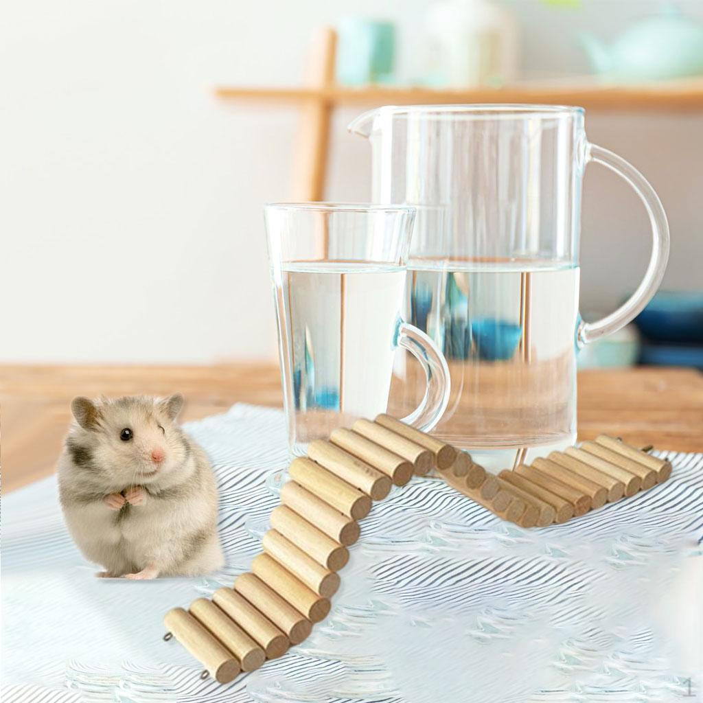 Hamster Hideout Bridge Climbing Ladder Wooden Mouse Toy for Dwarf Mice Gerbils and