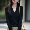 Autumn Retro V-neck Sweater for Women New Slim Fit Top with Thin Bottoming Sweater