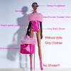 30cm European Fashion Supermodel Doll Clothes 1/6 Luxury Pink Temperament Leather Jacket+pant Sweet Dress Daily Dress Up Clothes