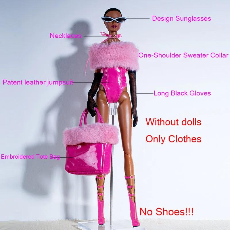 30cm European Fashion Supermodel Doll Clothes 1/6 Luxury Pink Temperament Leather Jacket+pant Sweet Dress Daily Dress Up Clothes