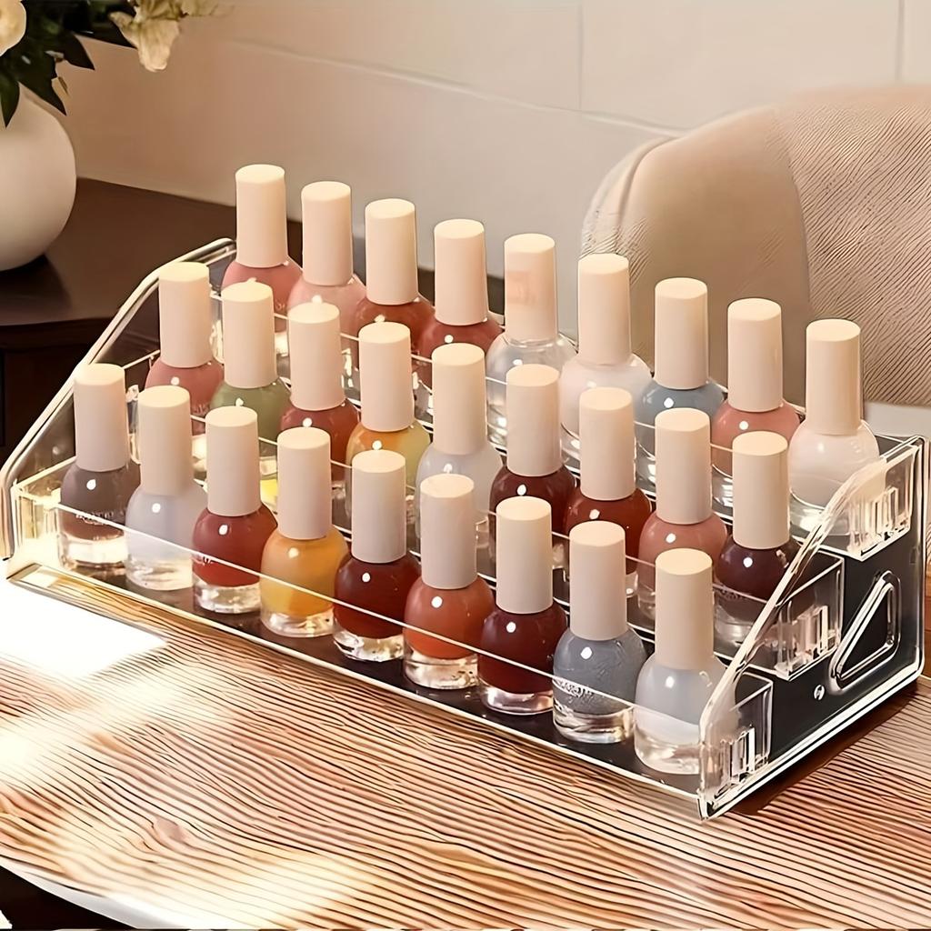 Acrylic Nail Polish Rack, Transparent Cosmetic Organizer, Lipstick Display Stand, Multi-tier Desktop Makeup Storage Box for Nail