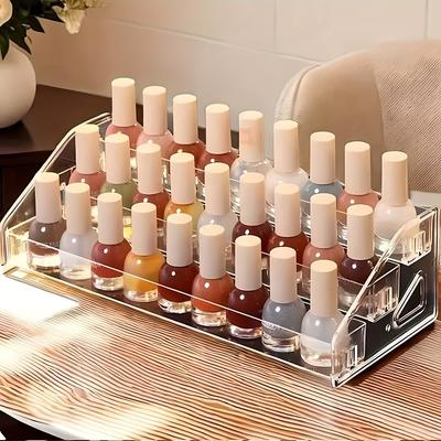 Acrylic Nail Polish Rack, Transparent Cosmetic Organizer, Lipstick Display Stand, Multi-tier Desktop Makeup Storage Box for Nail