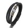 Men' Vintage Embossed Leather Bracelet Dark Brown