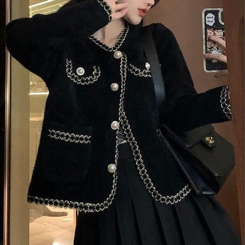 

Французский маленький ароматный жакет, новый темперамент знаменитости, вязаный кардиган из искусственной норки, женский осенне-зимний, модный с высоким чувством стиля, в иностранном стиле 47-292 (one size)