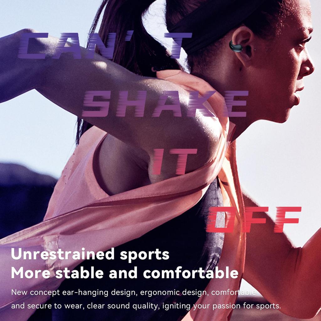 VAORLO Bezprzewodowe słuchawki o niskim opóźnieniu Zacisk na ucho Bezbolesne noszenie Muzyka stereo z cyfrowym wyświetlaczem mikrofonu dla wszystkich smartfonów