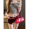 Y2K Spicy Girl Patchwork Denim Ultra-Shorts: Low-Waist, Stretchy, Slim-Fit Women's Hot Pants