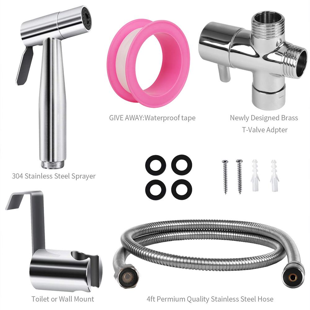 

Handheld Toilet Bidet Sprayer Adjustable Water Pressure Control for Feminine Wash Baby Pet Wash Cleaning Stainless Steel Set