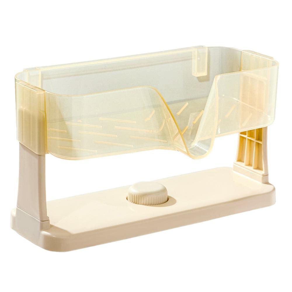 

Suction Cup Kitchen Sink Storage Rack Save Space Waterproof Dishcloth Organizer Quick Dry Detachable Sponge Self-draining Tray бежевий