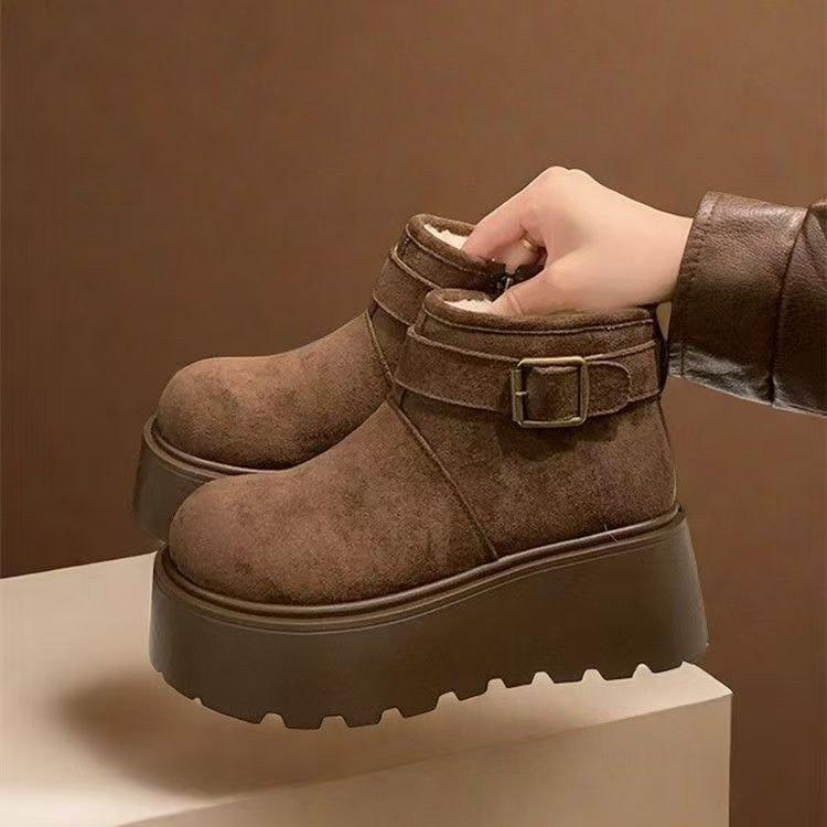 Muffin thick-soled snow boots shoes piled and thickened Northeast cotton boots warm short boots