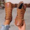 Boots Women Winter Ankle Flat Shoes Woman Short Vintage Boots with Fur for Women Lace Up Boots