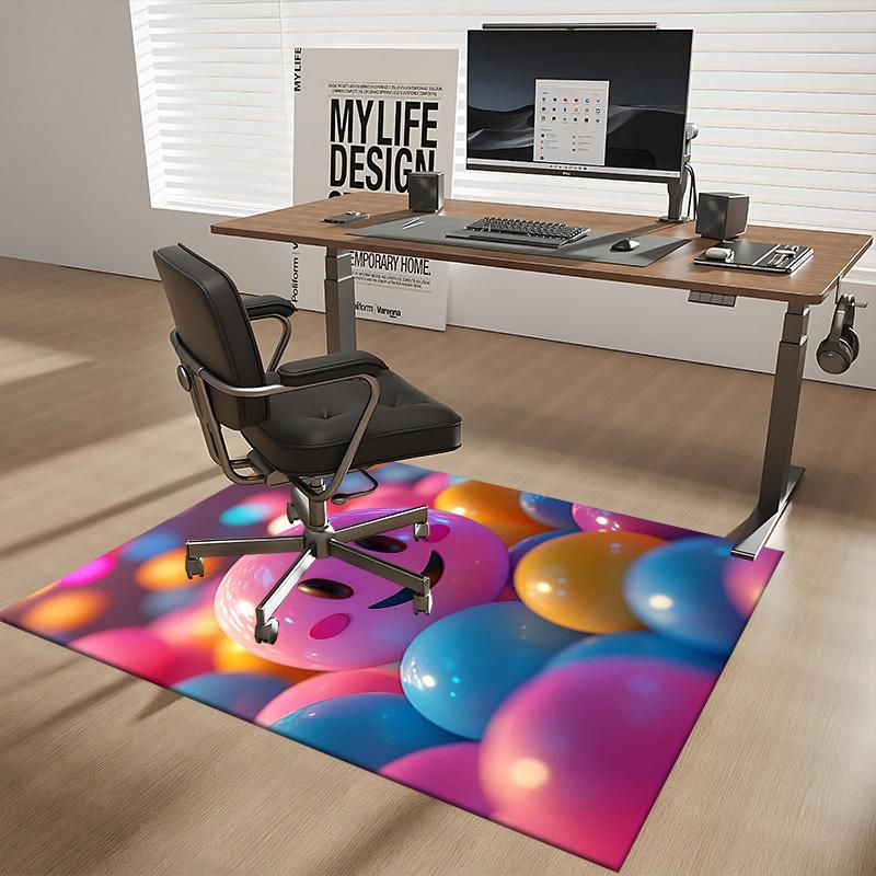 1pc Anime Smiley Face Chair Mat - Cute Cartoon Design, Non-Slip Office Rug for Home Decor, Suitable for All Seasons, Perfect Gift Idea.A038
