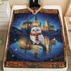 1Pc Cartoon Print Flannel Blanket, High Quality Comfortable for All Seasons, Home Decor, Warmth and Comfort, Perfect for Christmas Birthday Gift