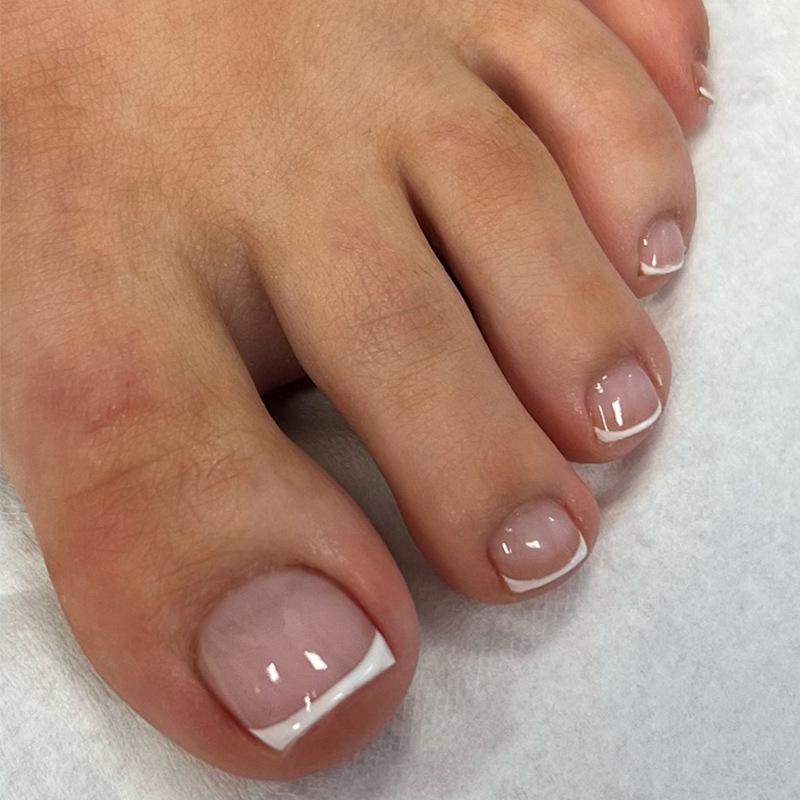 Nail art piece Simple French wearable nail removable toenail piece European and American toenail piece Atmospheric nail art patch