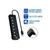 Hub USB Ewent EW1147 - 7 Ports - Commutateurs Indépendants - Adaptateur Secteur - Noir