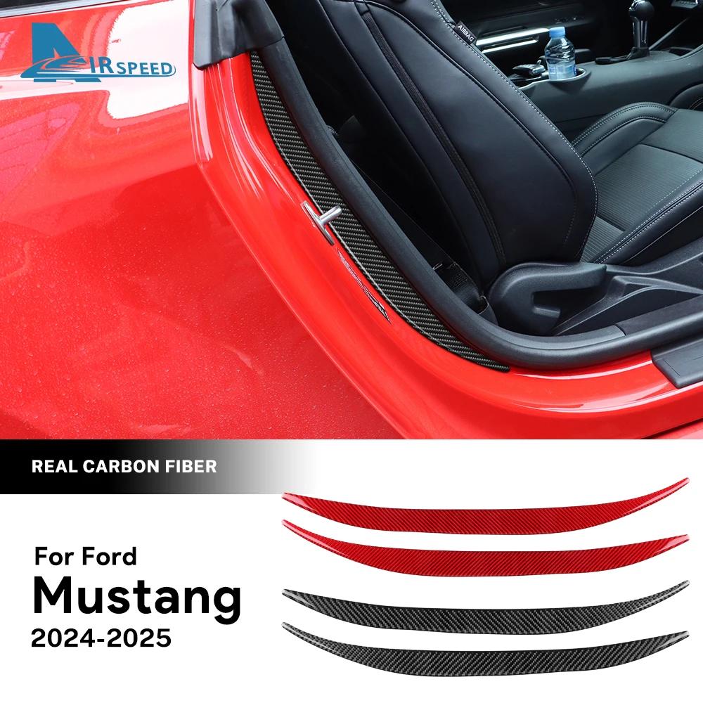 Real Soft Carbon Fiber Sticker For Ford Mustang GT 2024 2025 LHD RHD Car Door Inner Frame Decor Interior Trim Accessories