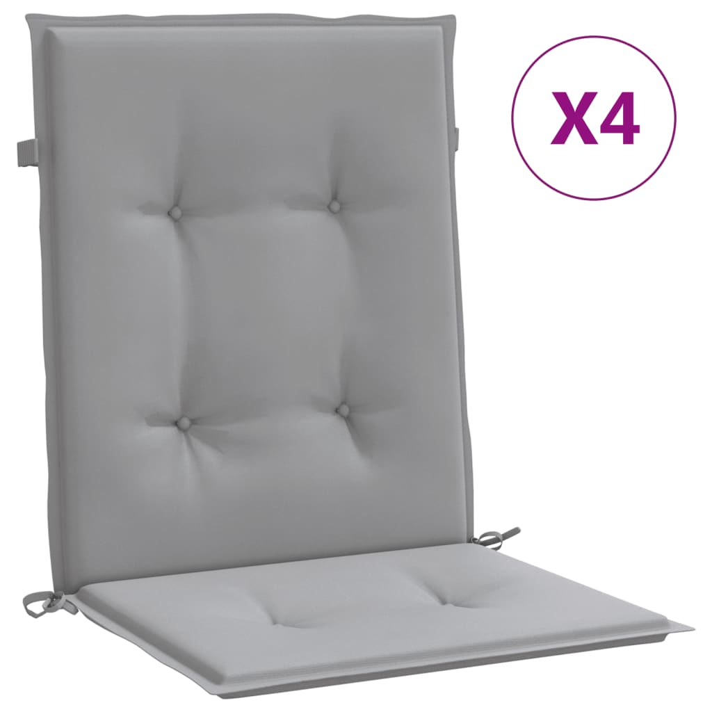 Garden Chair Cushions for Low Back Chairs 4 Pcs Gray Oxford Fabric