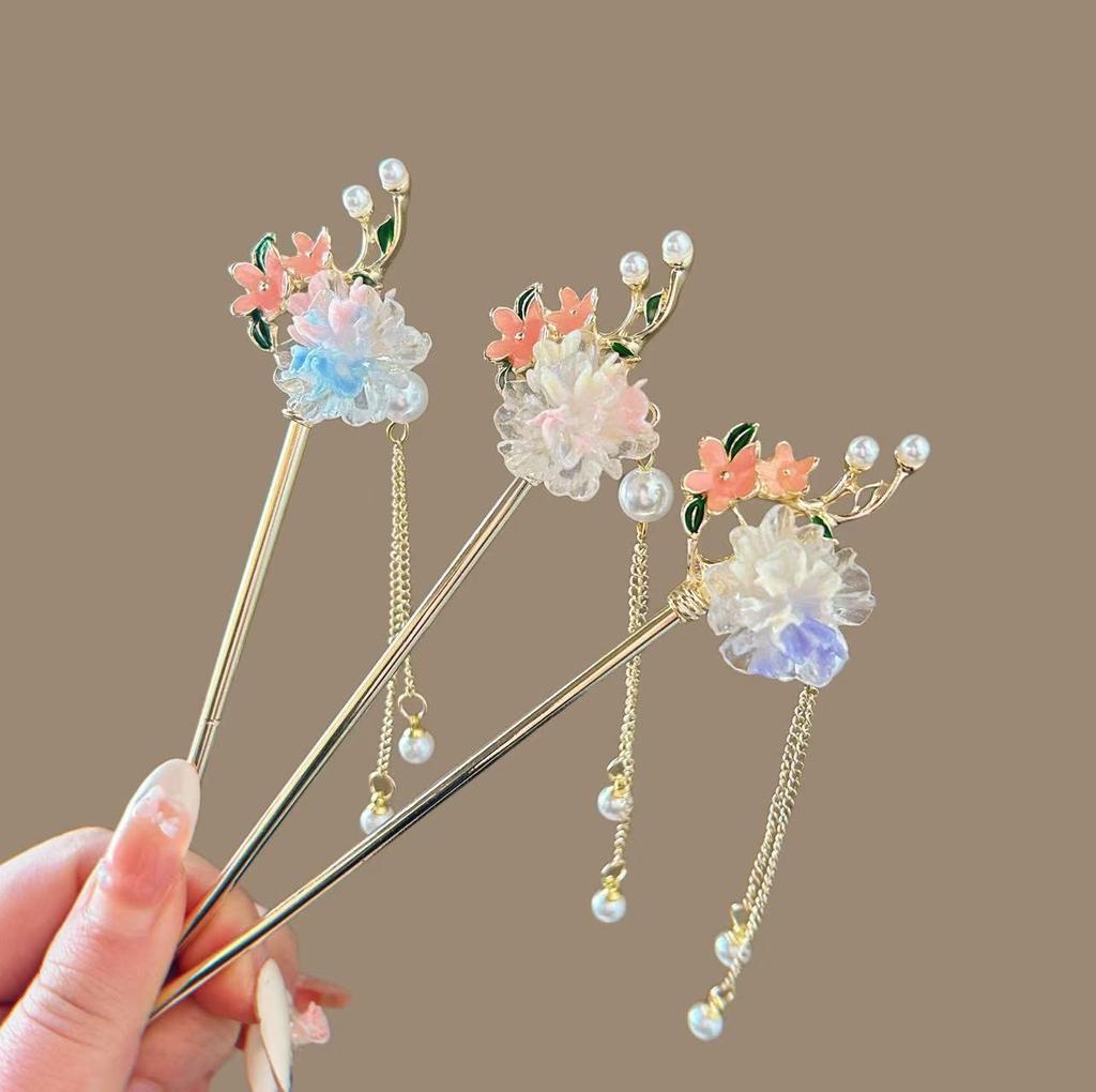 New Chinese Peony Hairpin Women's Premium Sense Antique Xiuhe Headgear Accessories Hairpin Pearl Step Hairpin