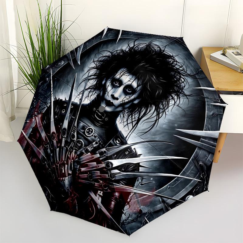 

1pc Edward Scissorhands Automatic Open/Close Umbrella - Compact Travel Umbrella with 8-Rib Durable Frame yy251023062