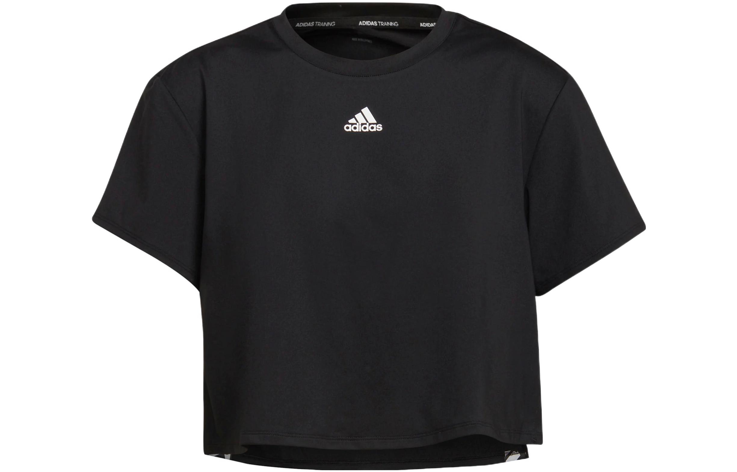 Женские укороченные топы Adidas Черный с круглым вырезом Средняя посадка HC0393 M