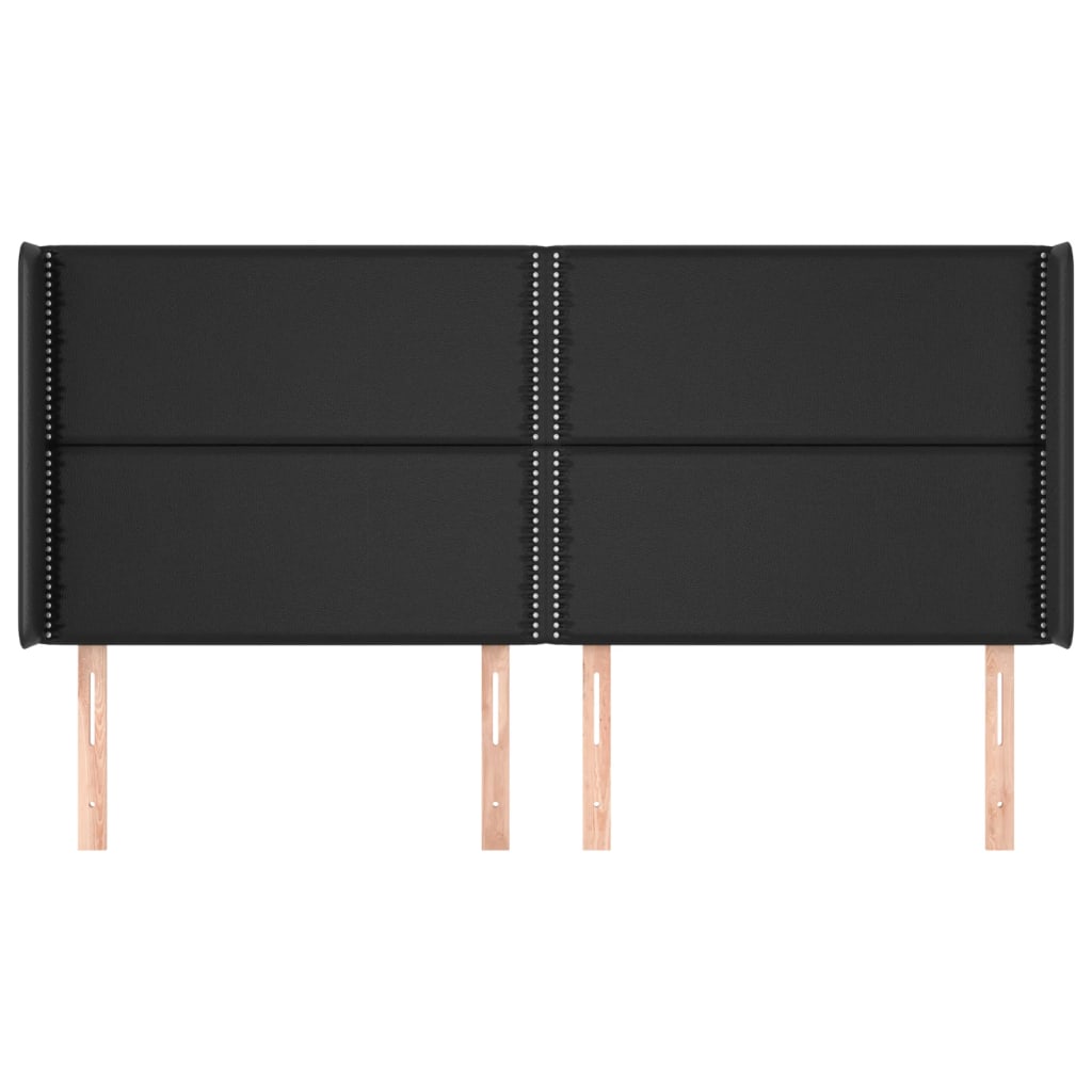 Vidaxl Wingback Headboard, Black, 203X16X118/128 Cm, Faux Leather